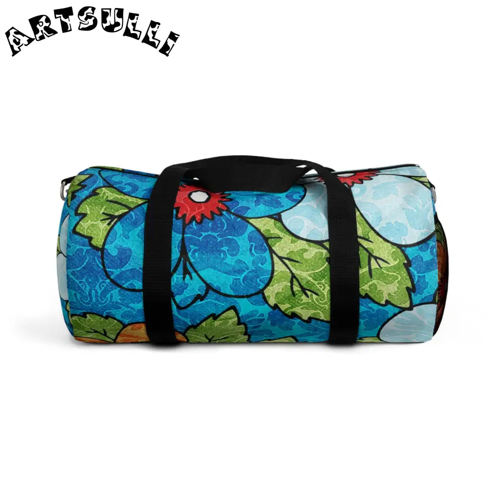 JAKKOUTTHEBXX Blue Orange Groovy Floral Duffel Bag 2025