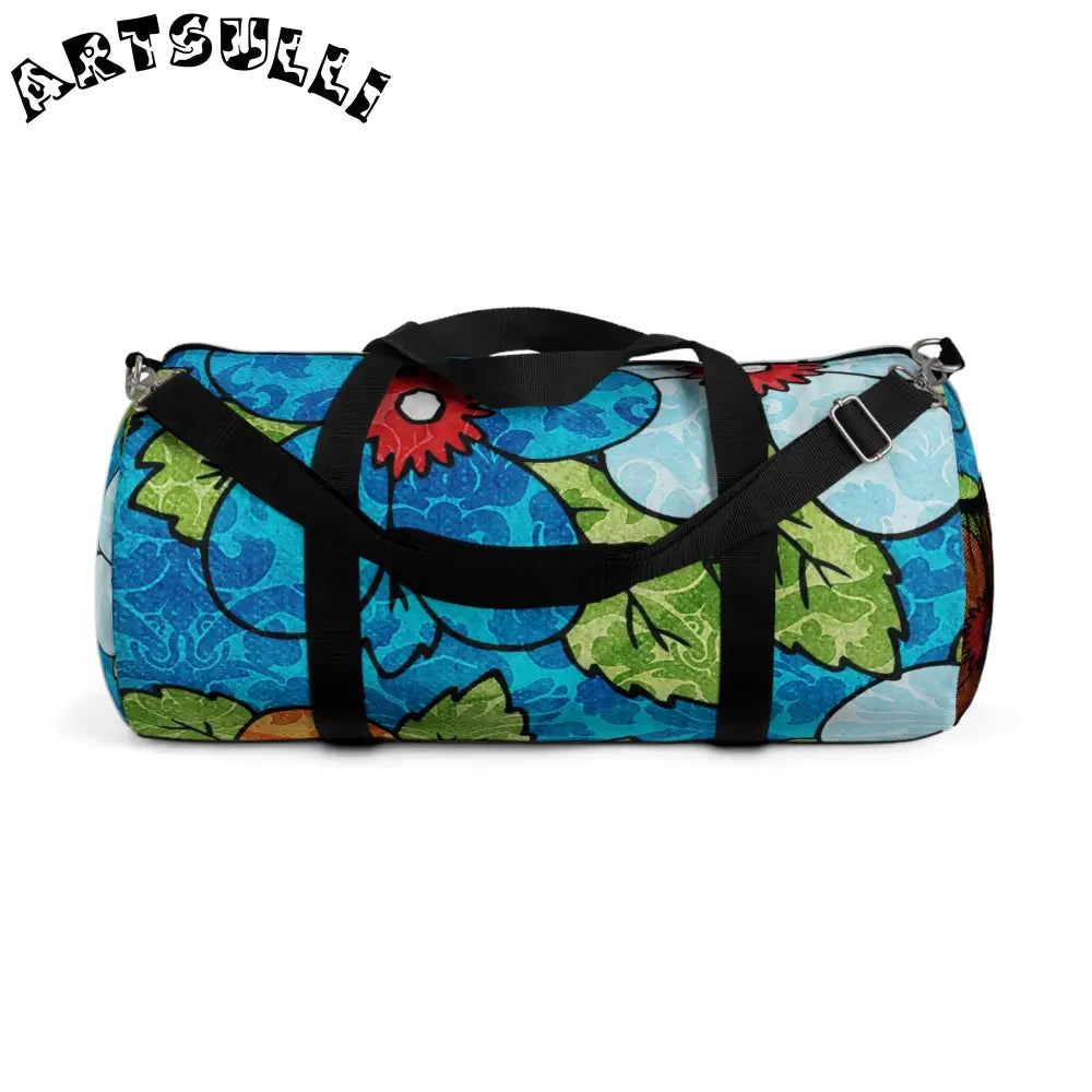 JAKKOUTTHEBXX Blue Orange Groovy Floral Duffel Bag 2025