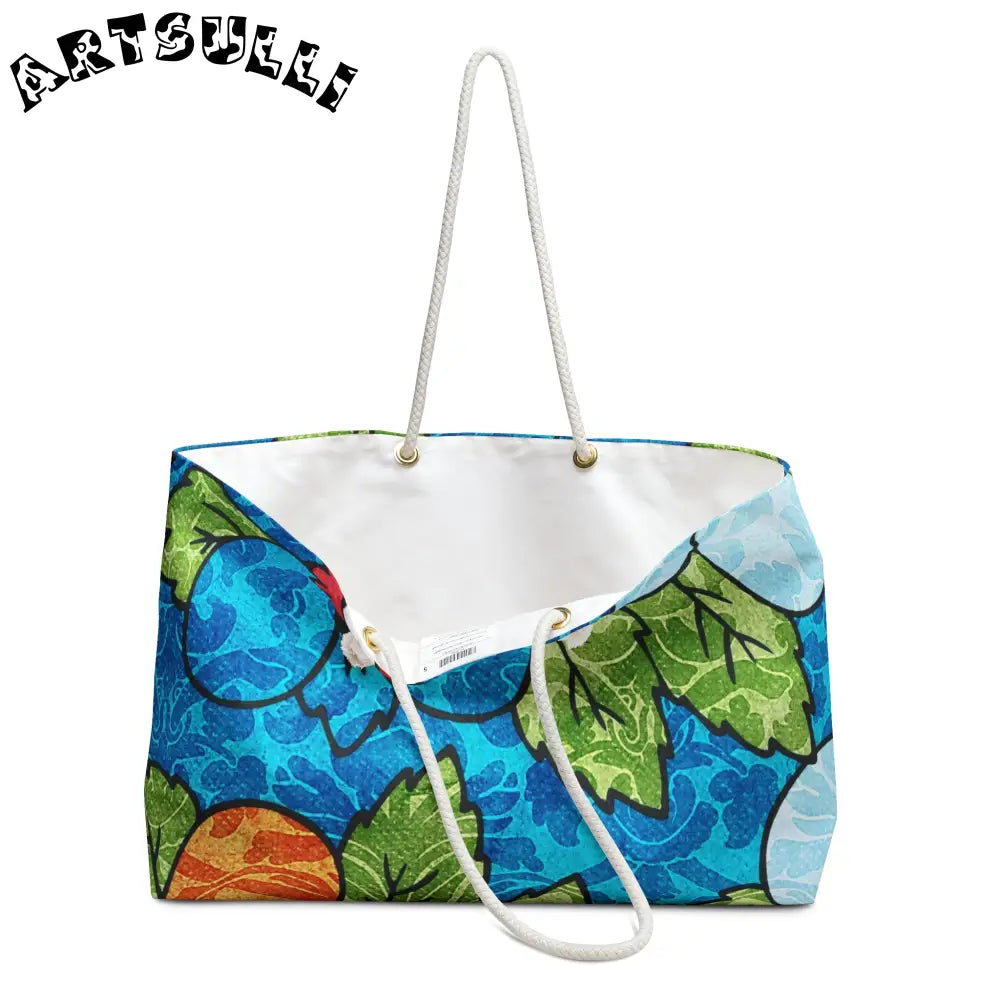 Blue Orange Groovy Oversized Weekender Tote, Artsulli - Art is Long, Life is Short, Bags, , , , , , , 