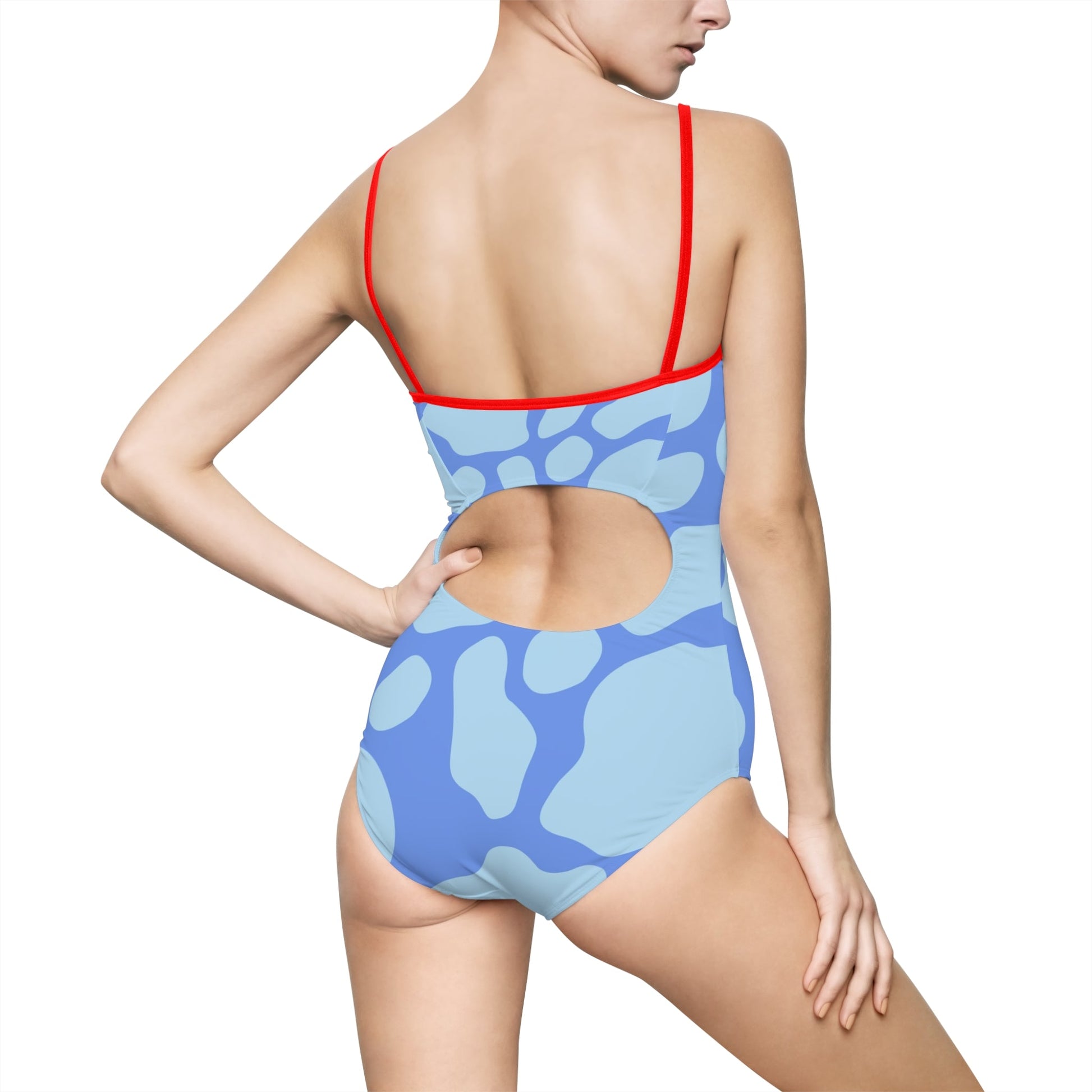 Blue Patterned One-Piece Swimsuit, Artsulli - Art is Long, Life is Short, All Over Prints, , , , , , , 