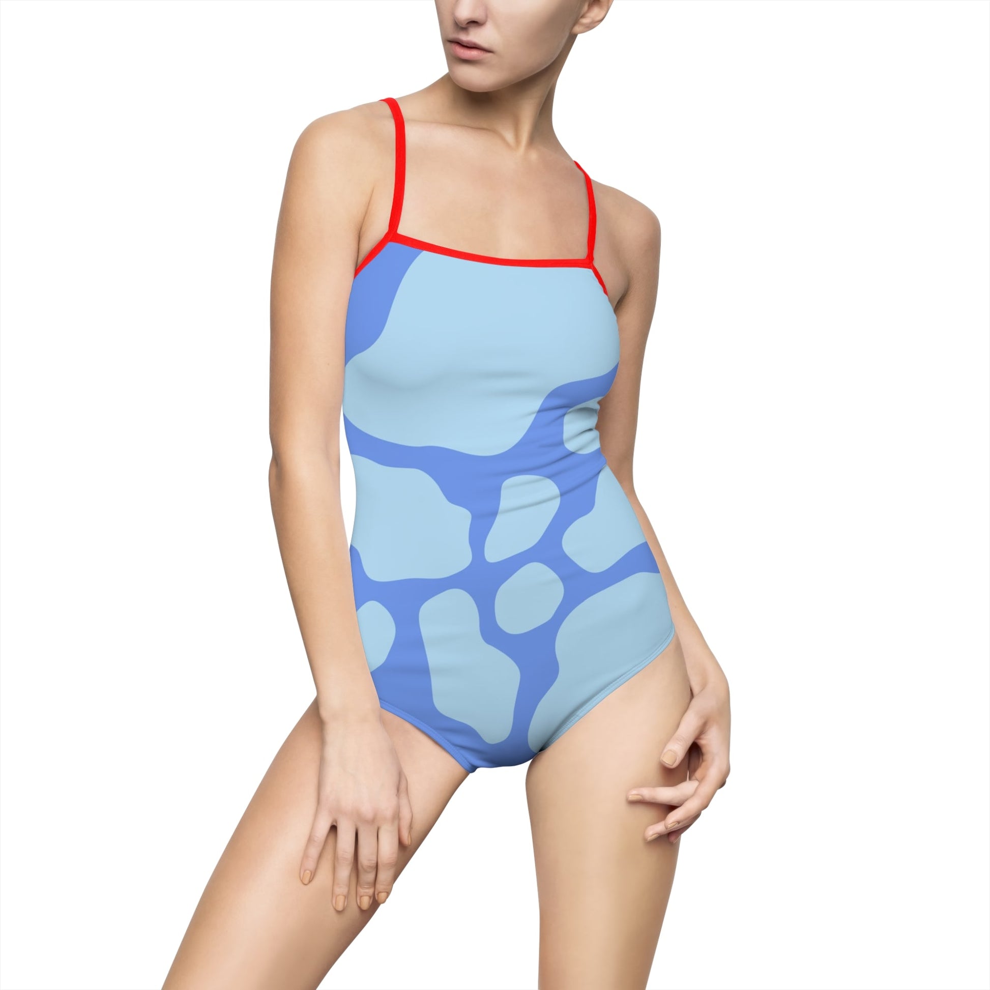 Blue Patterned One-Piece Swimsuit, Artsulli - Art is Long, Life is Short, All Over Prints, Size, XS, Color, Red, , , 20111007498429267176