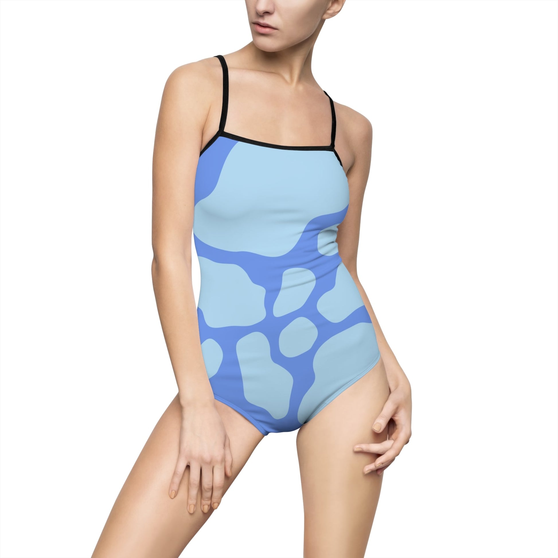 Blue Patterned One-Piece Swimsuit, Artsulli - Art is Long, Life is Short, All Over Prints, Size, XS, Color, Black, , , 13595823423502088167