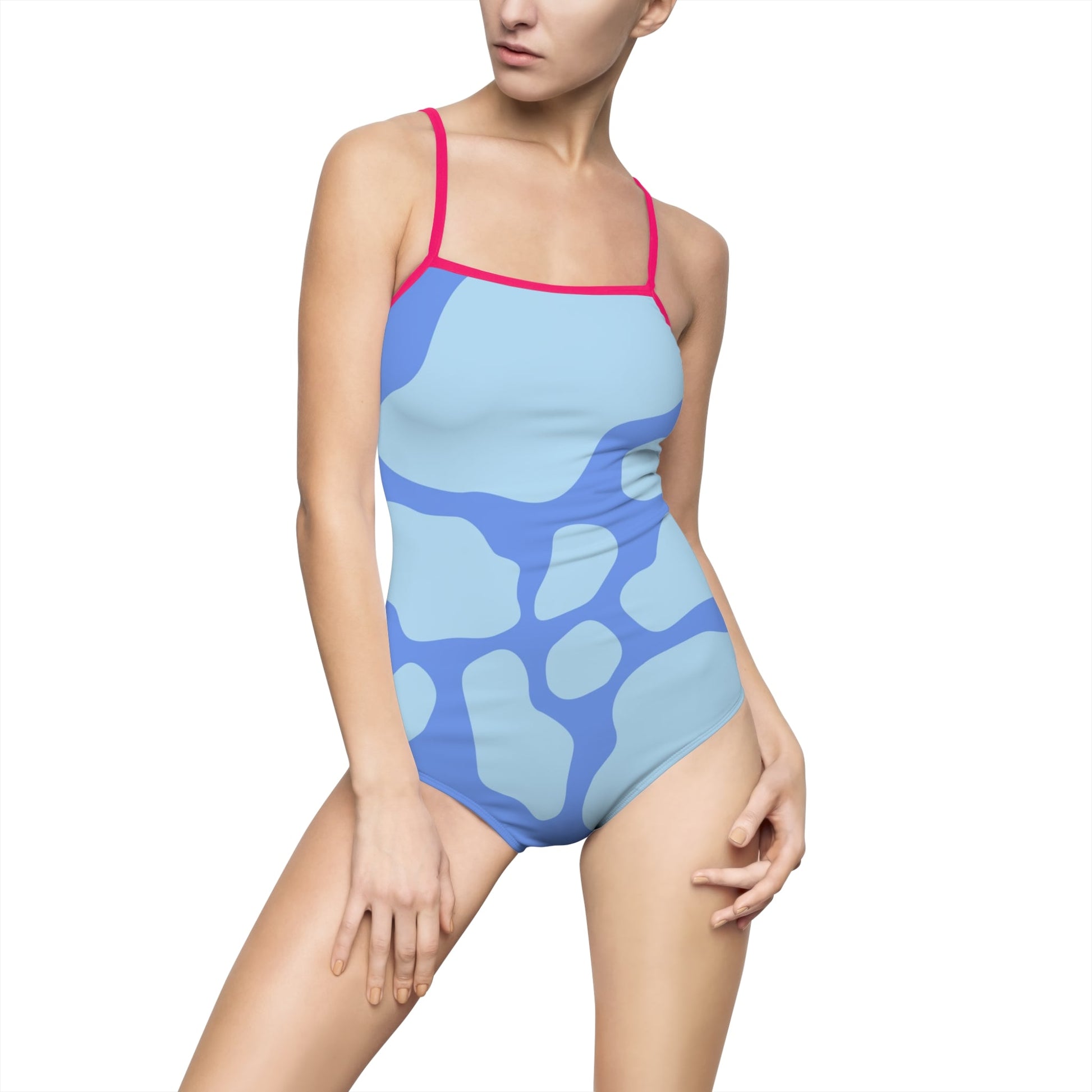 Blue Patterned One-Piece Swimsuit, Artsulli - Art is Long, Life is Short, All Over Prints, Size, XS, Color, Pink, , , 47958547792241852650