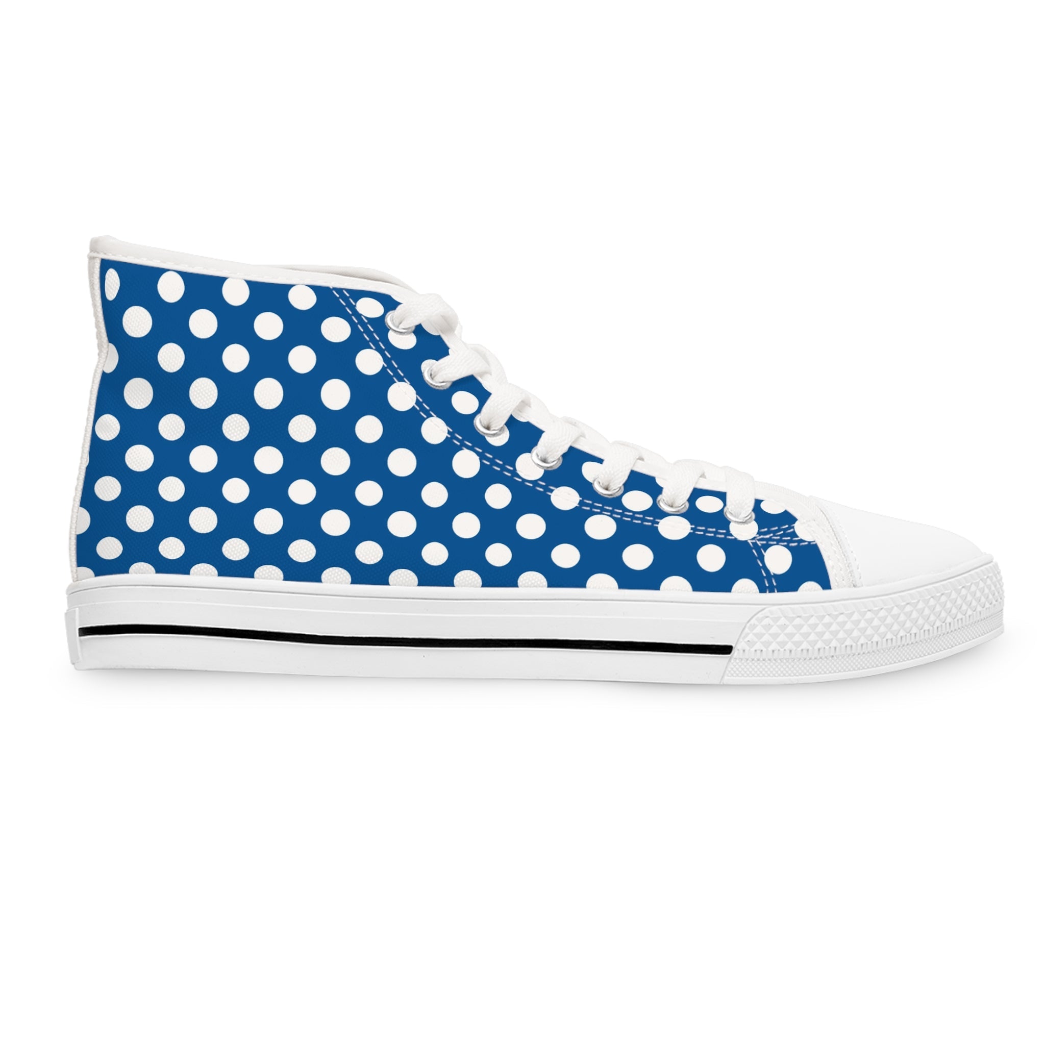 Blue Polka Dot High-Top Sneakers, Artsulli - Art is Long, Life is Short, Shoes, , , , , , , 
