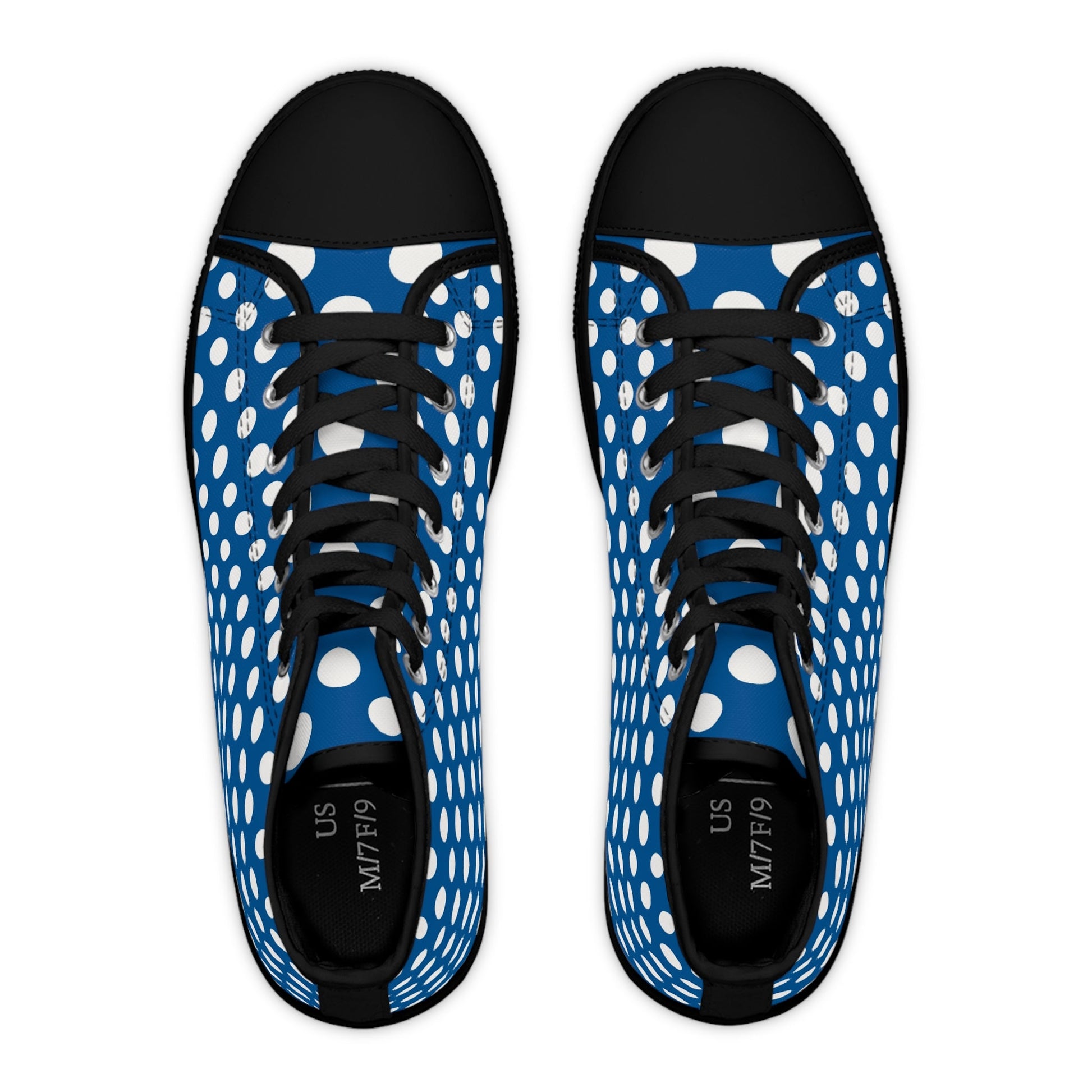 Blue Polka Dot High-Top Sneakers, Artsulli - Art is Long, Life is Short, Shoes, , , , , , , 