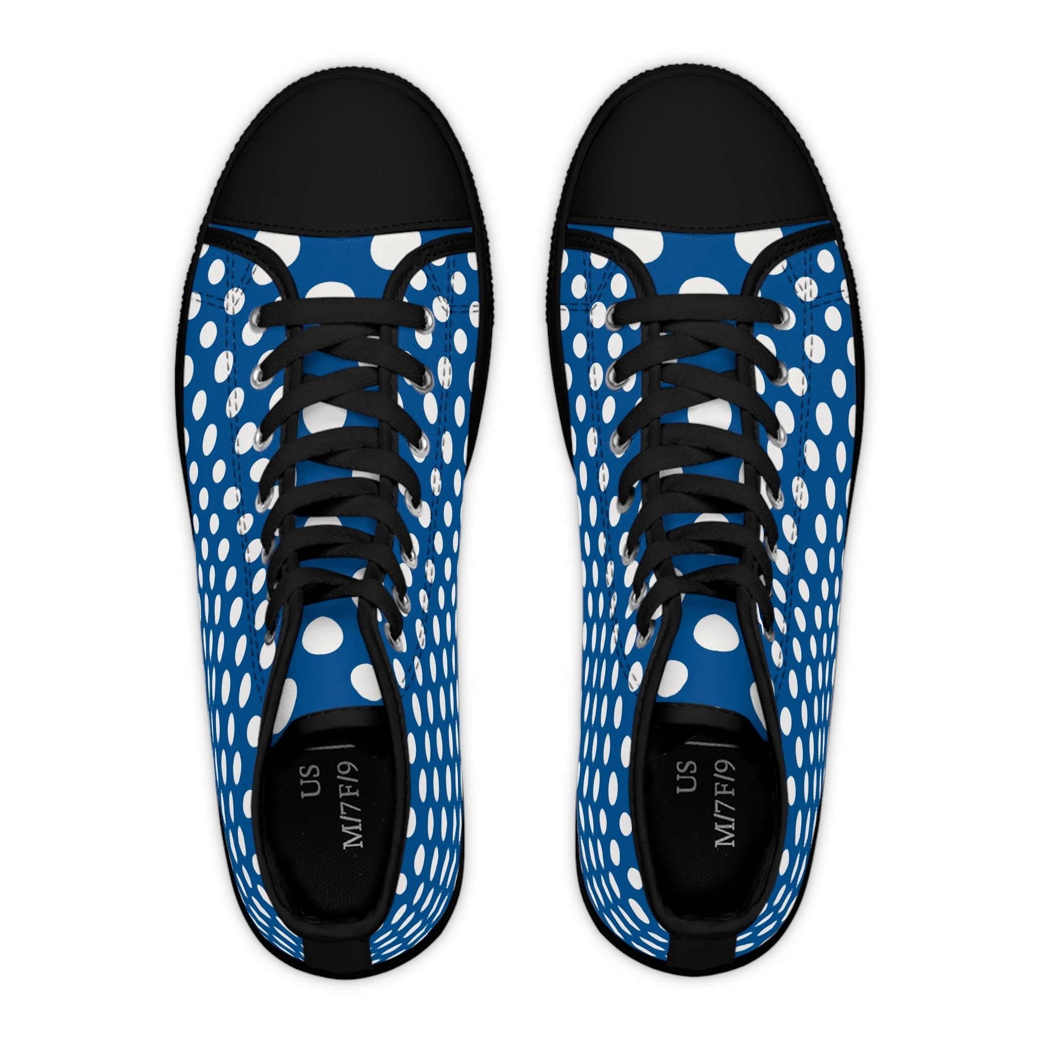 Blue Polka Dot High-Top Sneakers, Artsulli - Art is Long, Life is Short, Shoes, , , , , , , 