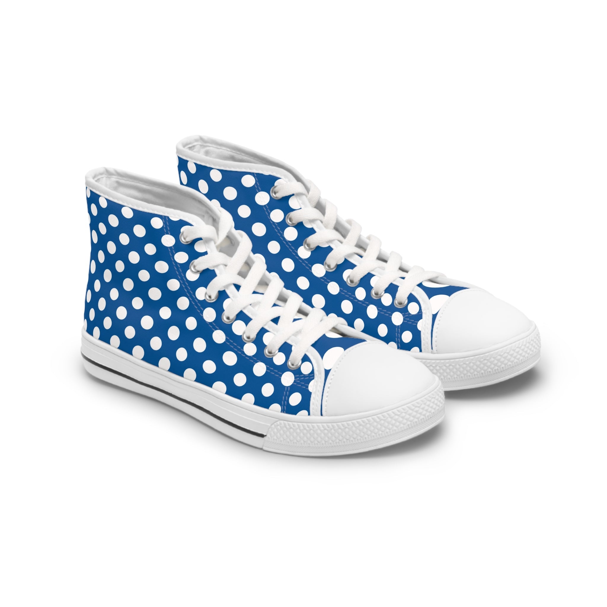 Blue Polka Dot High-Top Sneakers, Artsulli - Art is Long, Life is Short, Shoes, Size, US 5.5, Color, White sole, , , 22319676766792170054