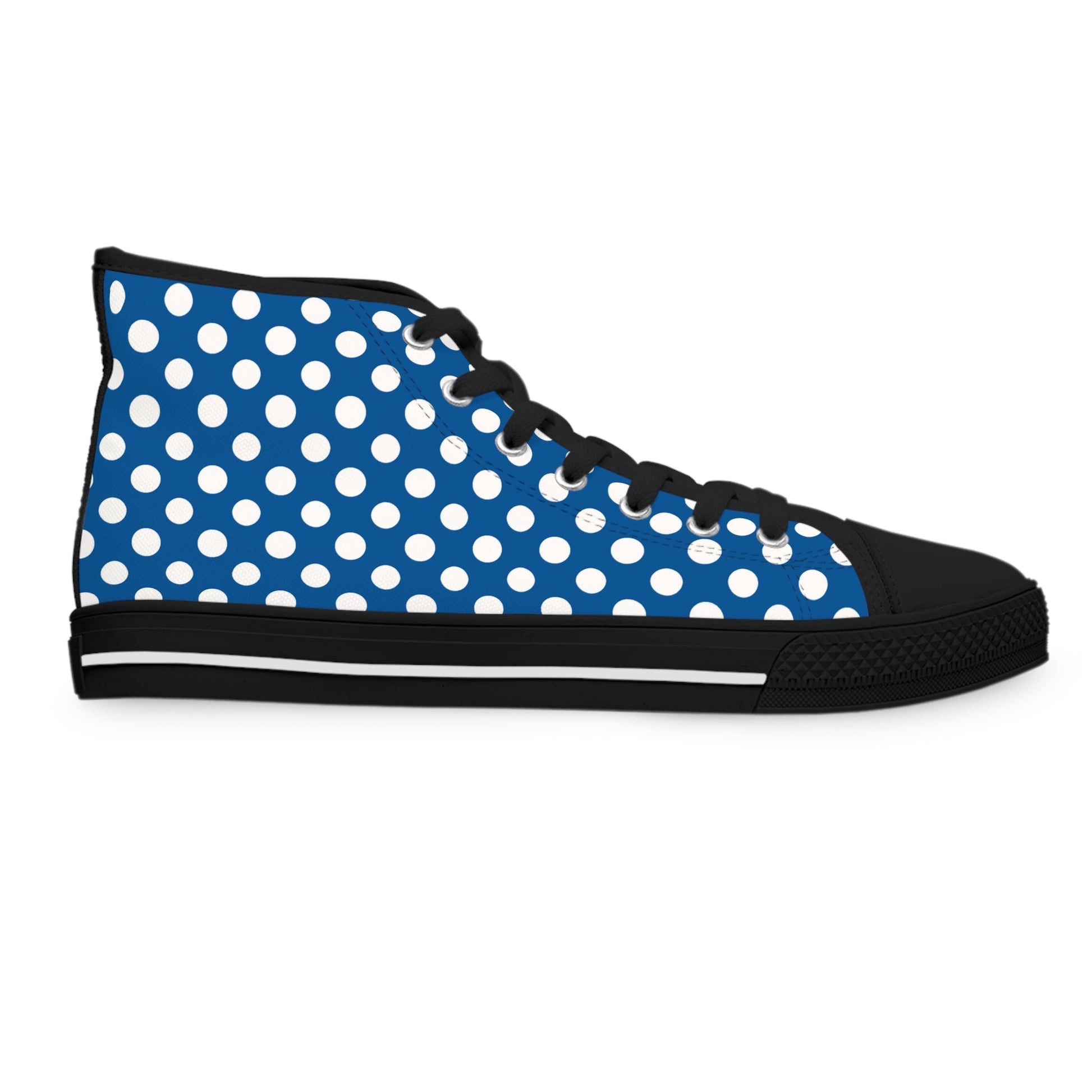Blue Polka Dot High-Top Sneakers, Artsulli - Art is Long, Life is Short, Shoes, , , , , , , 
