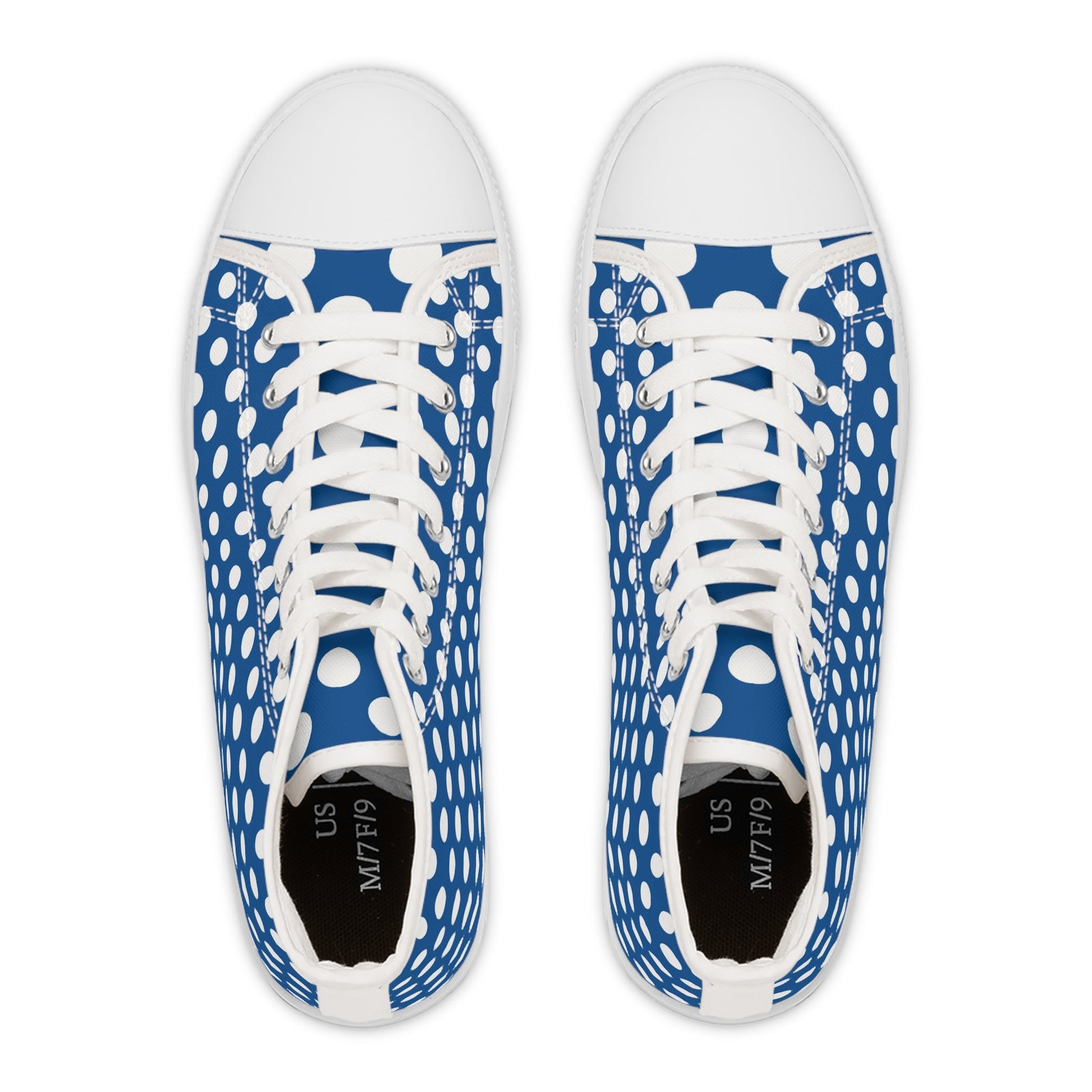 Blue Polka Dot High-Top Sneakers, Artsulli - Art is Long, Life is Short, Shoes, , , , , , , 