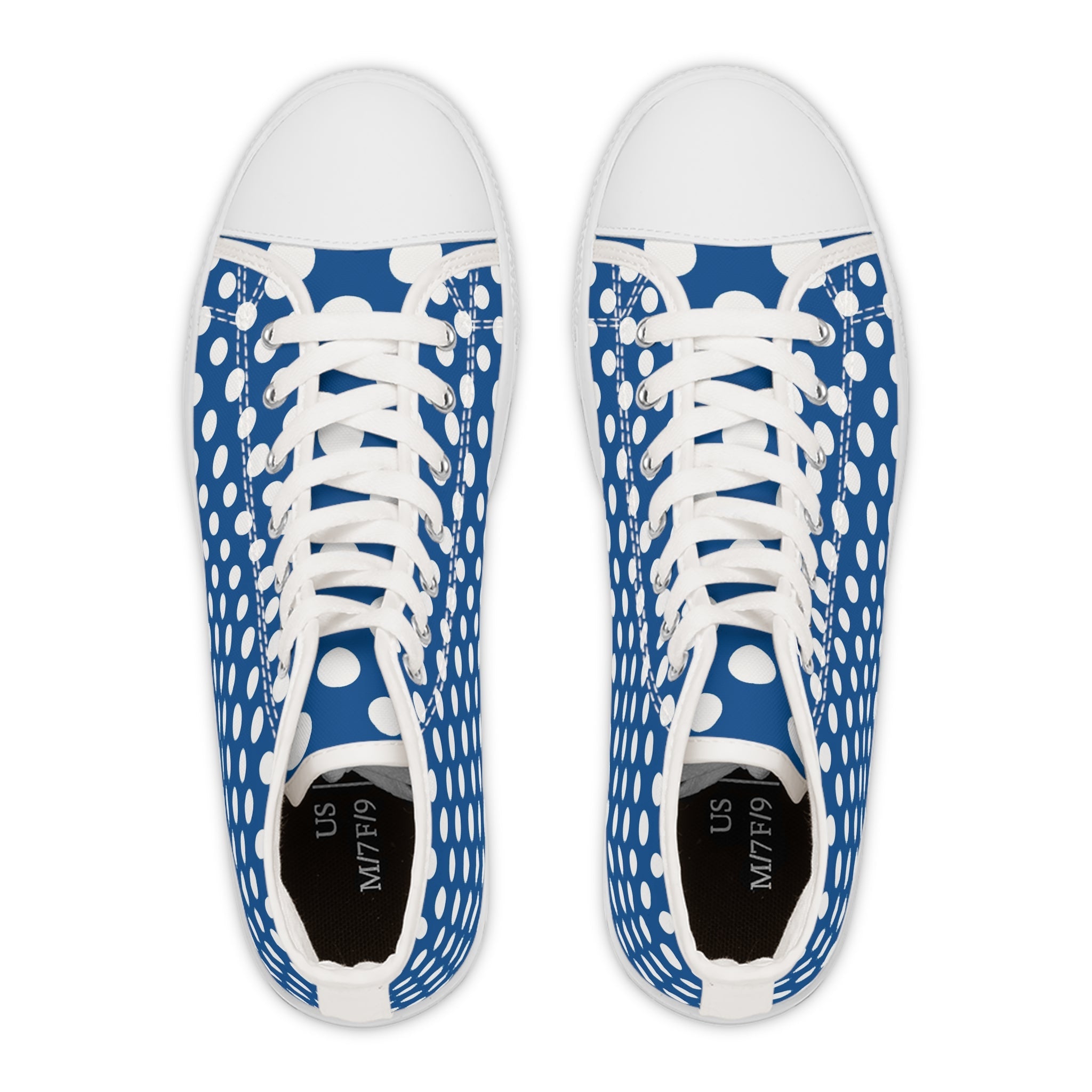 Blue Polka Dot High-Top Sneakers, Artsulli - Art is Long, Life is Short, Shoes, , , , , , , 