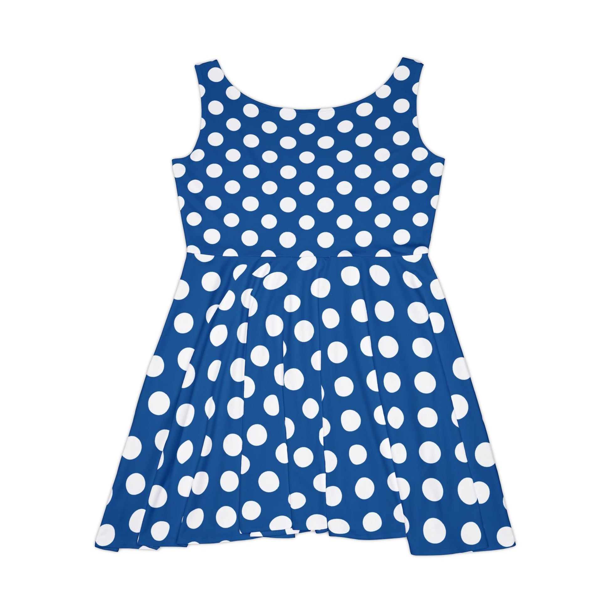 Blue Polka Dot Sleeveless Skater Dress, Artsulli - Art is Long, Life is Short, All Over Prints, , , , , , , 
