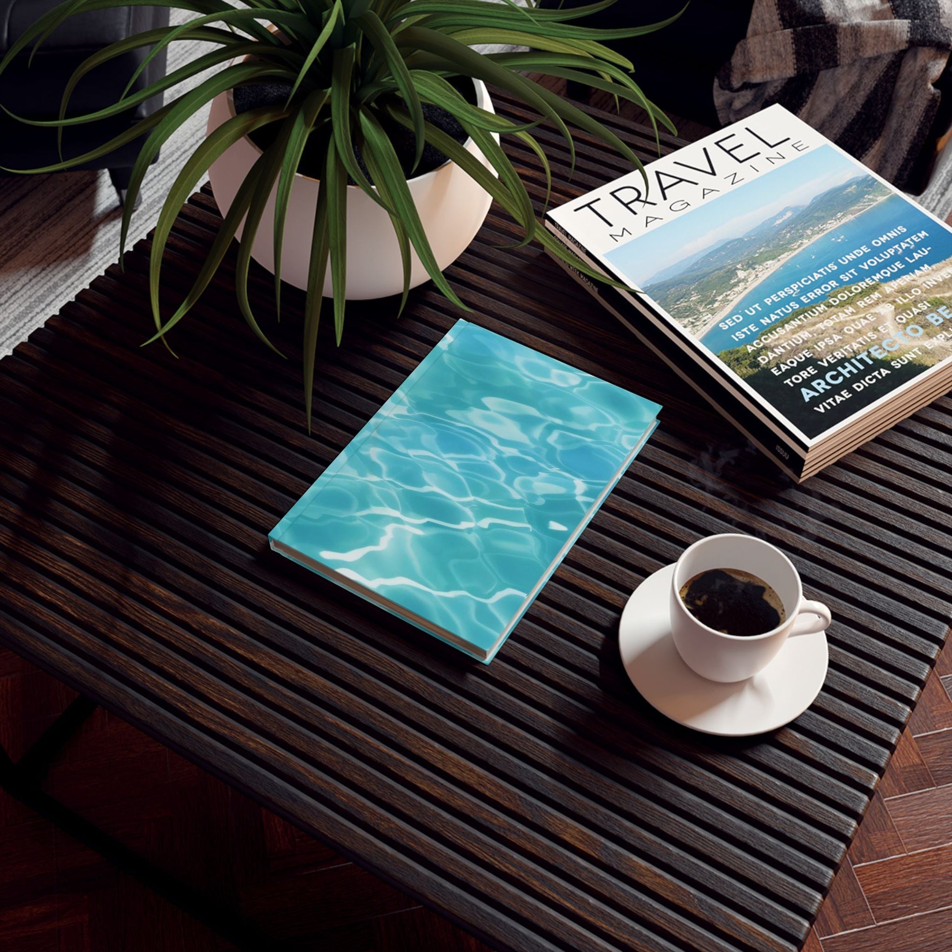 Printify Blue Rippled Water Journal 2025