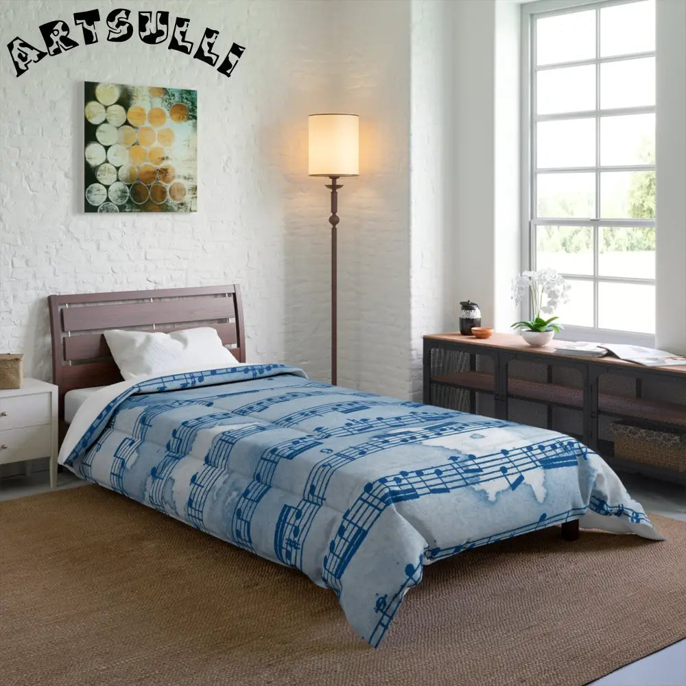 Blue Sheet Music Throw Blanket, Artsulli - Art is Long, Life is Short, Home Decor, , , , , , , 