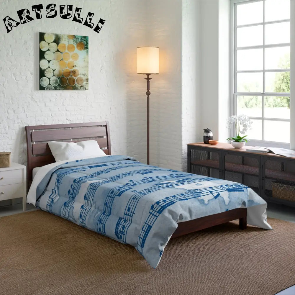 Blue Sheet Music Throw Blanket, Artsulli - Art is Long, Life is Short, Home Decor, , , , , , , 