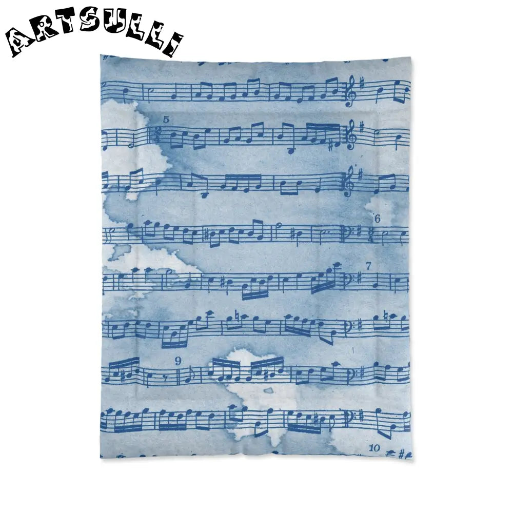 Blue Sheet Music Throw Blanket, Artsulli - Art is Long, Life is Short, Home Decor, Size, 68" × 88", , , , , 42713805987011432949