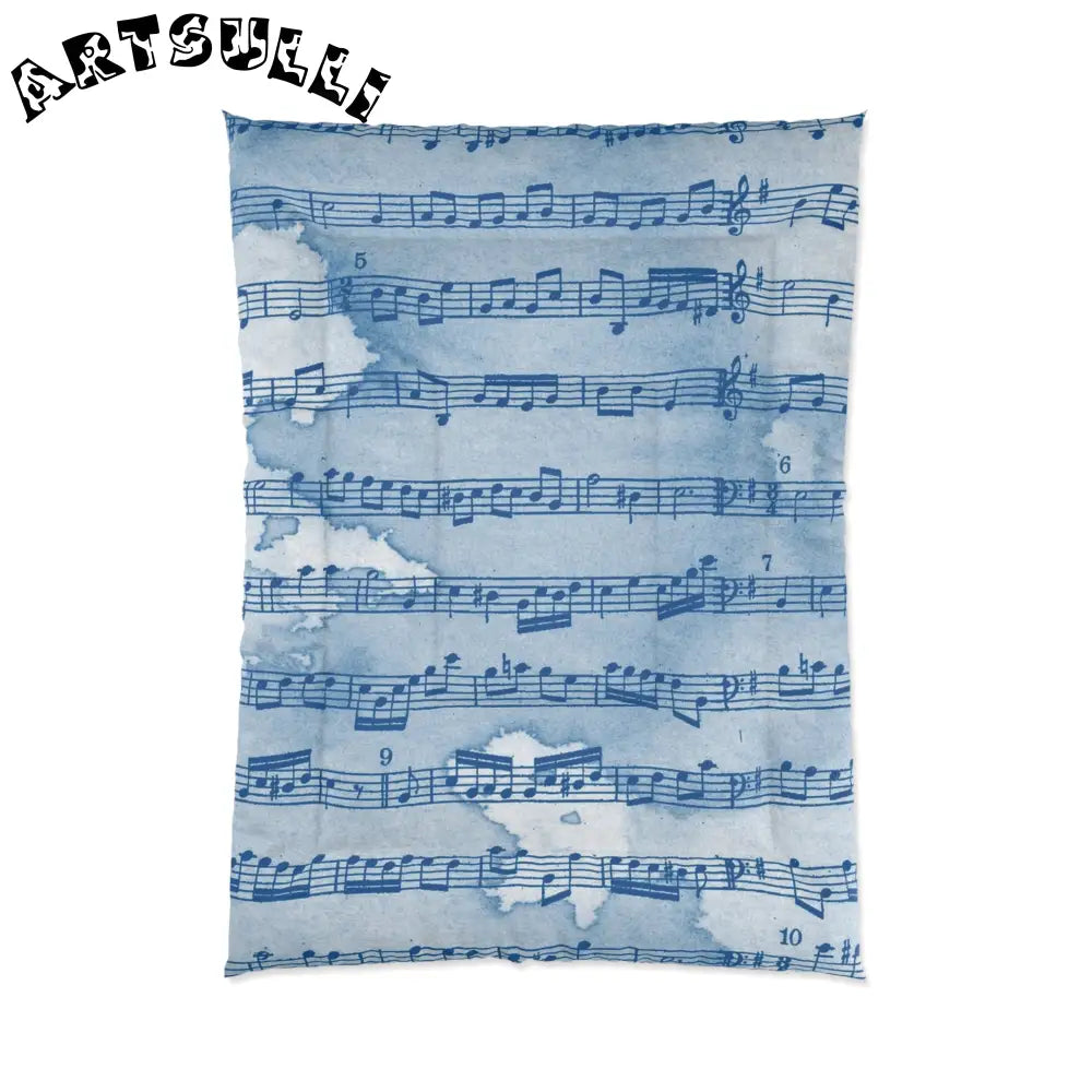 JAKKOUTTHEBXX Blue Sheet Music Throw Blanket 2025
