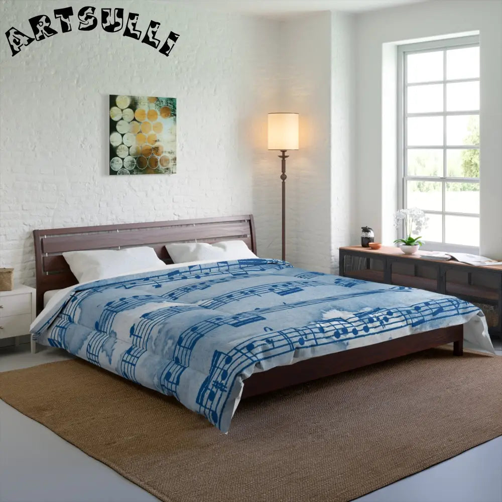 Blue Sheet Music Throw Blanket, Artsulli - Art is Long, Life is Short, Home Decor, , , , , , , 