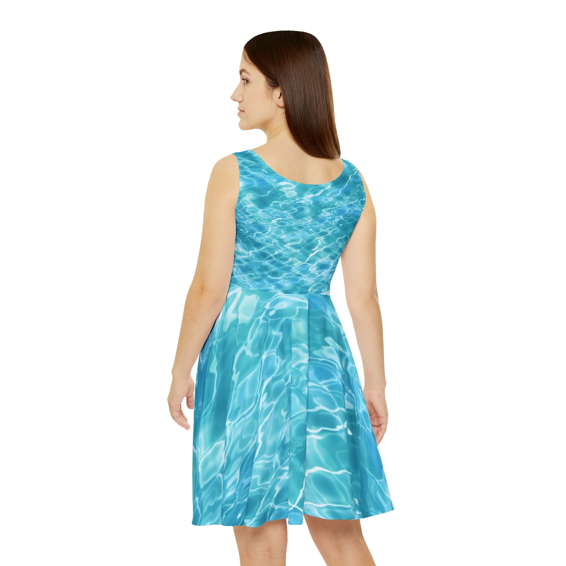 Blue Water Ripple Skater Dress, Artsulli - Art is Long, Life is Short, All Over Prints, , , , , , , 