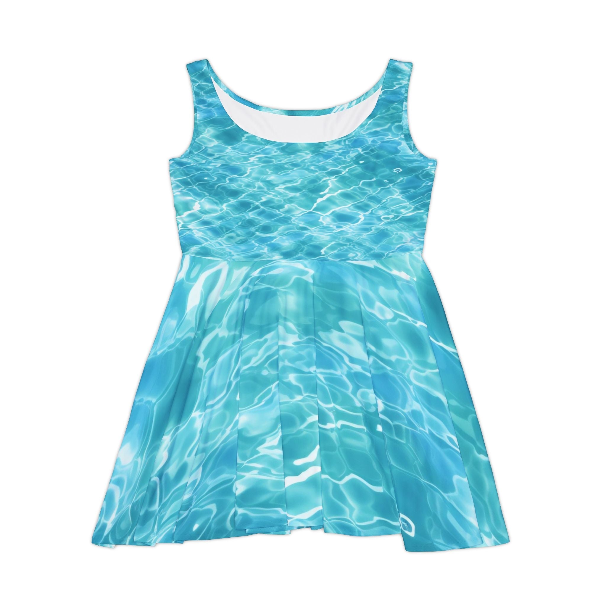 Blue Water Ripple Skater Dress, Artsulli - Art is Long, Life is Short, All Over Prints, Size, XS, , , , , 15477650198312865503