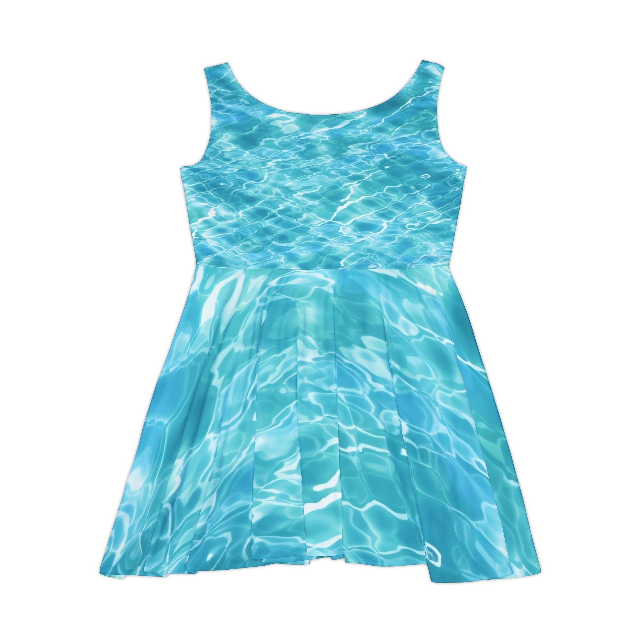 Blue Water Ripple Skater Dress, Artsulli - Art is Long, Life is Short, All Over Prints, , , , , , , 