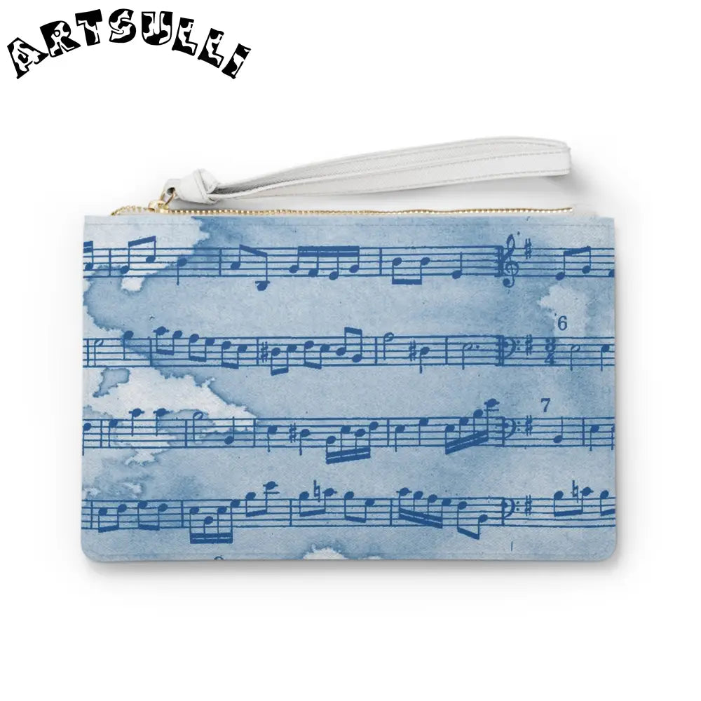Blue Watercolor Music Sheet Clutch Bag, Artsulli - Art is Long, Life is Short, Bags, Size, One size, , , , , 29274465223513773720