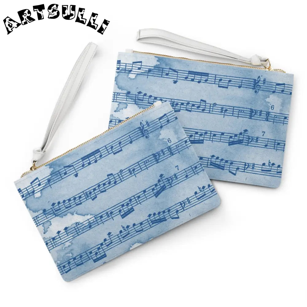 Blue Watercolor Music Sheet Clutch Bag, Artsulli - Art is Long, Life is Short, Bags, , , , , , , 
