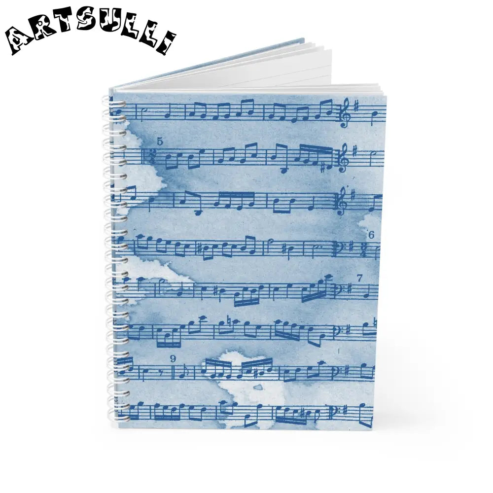 JAKKOUTTHEBXX Blue Watercolor Music Sheet Spiral Notebook 2025