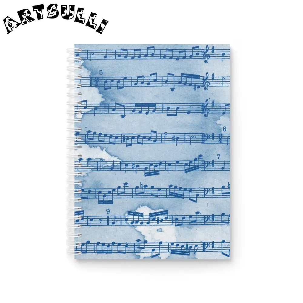 JAKKOUTTHEBXX Blue Watercolor Music Sheet Spiral Notebook 2025