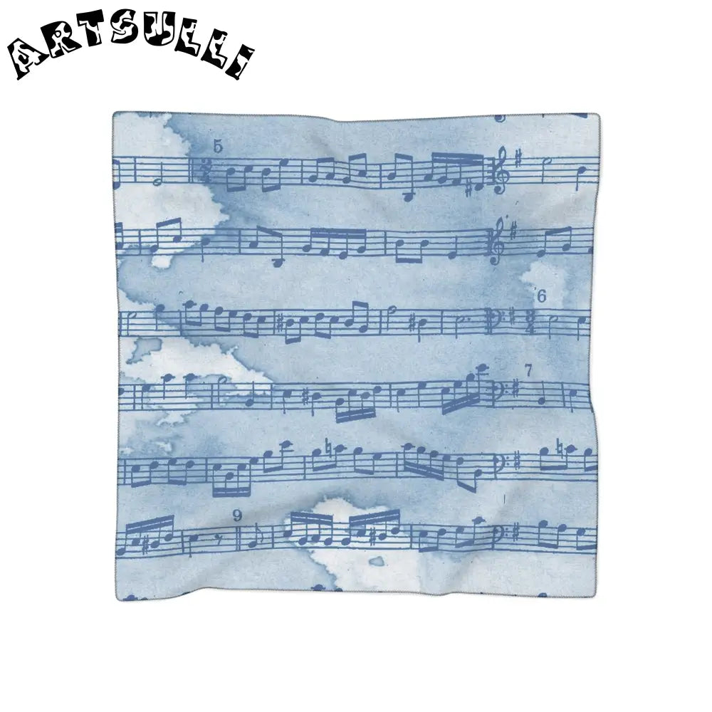 Blue Watercolor Sheet Music Art Printed Scarf, Artsulli - Art is Long, Life is Short, Accessories, Color, Poly voile, Size, 25" × 25", , , 14133550363918326726