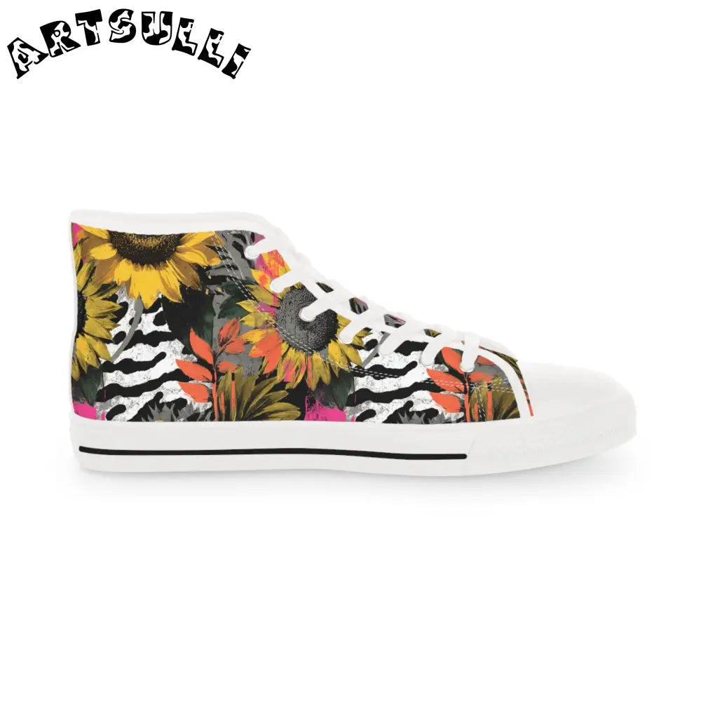 JAKKOUTTHEBXX Breathable Polyester Canvas Sunflower Zebra High Tops 2025
