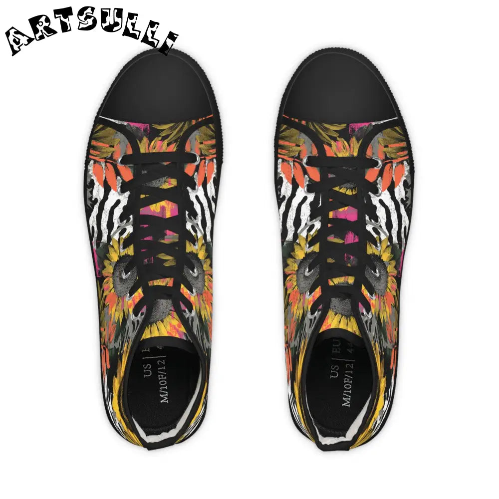 JAKKOUTTHEBXX Breathable Polyester Canvas Sunflower Zebra High Tops 2025