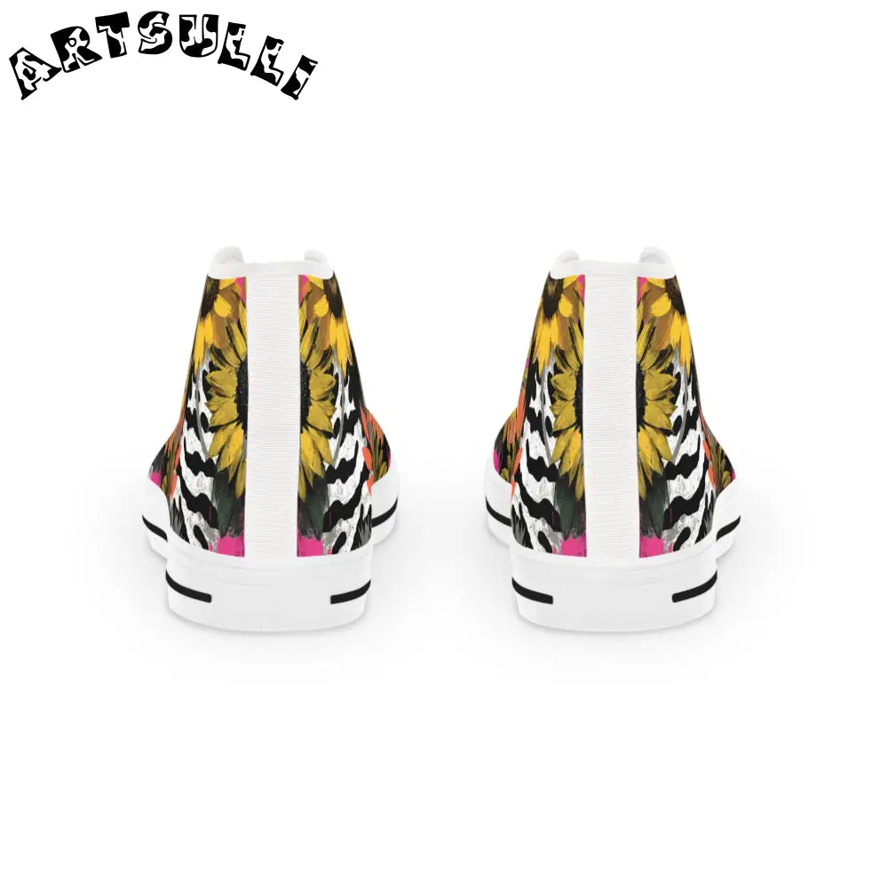 JAKKOUTTHEBXX Breathable Polyester Canvas Sunflower Zebra High Tops 2025