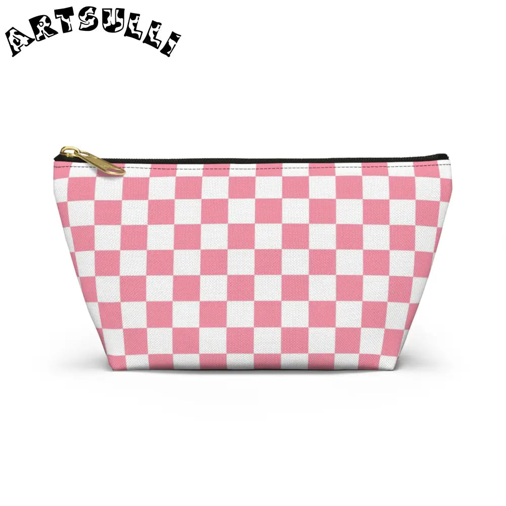 Brigandine Checkered Scene Accessory Pouch w T-bottom, Artsulli - Art is Long, Life is Short, Bags, Size, Small, Color, Black zipper, , , 10348956393850859175