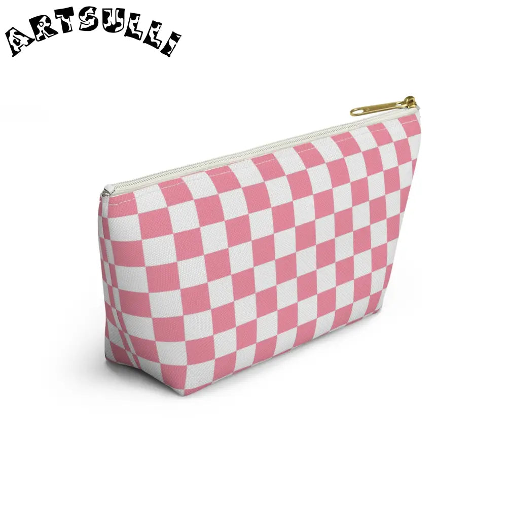 JAKKOUTTHEBXX Pink and White Checkered T-Bottom Pouch 2025
