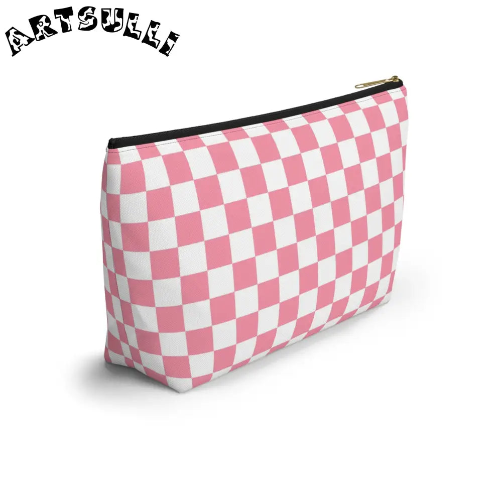 JAKKOUTTHEBXX Pink and White Checkered T-Bottom Pouch 2025