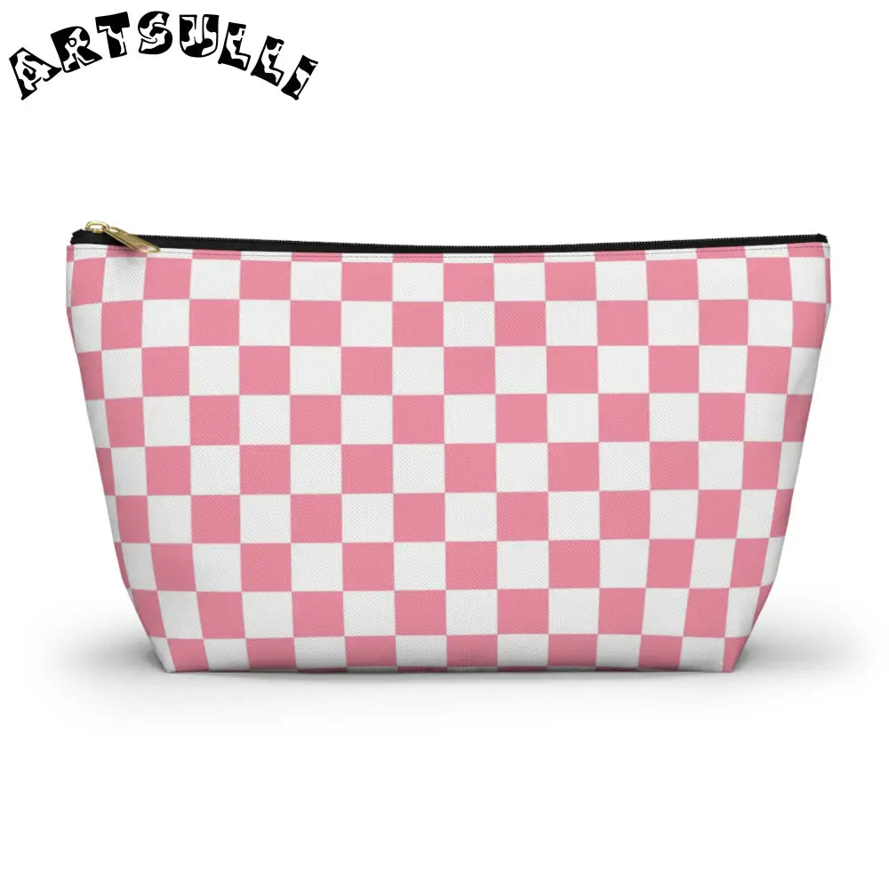 Brigandine Checkered Scene Accessory Pouch w T-bottom, Artsulli - Art is Long, Life is Short, Bags, Size, Large, Color, Black zipper, , , 97818872080984835737