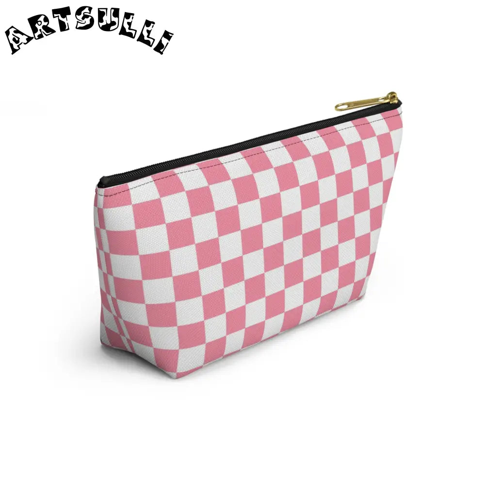JAKKOUTTHEBXX Pink and White Checkered T-Bottom Pouch 2025
