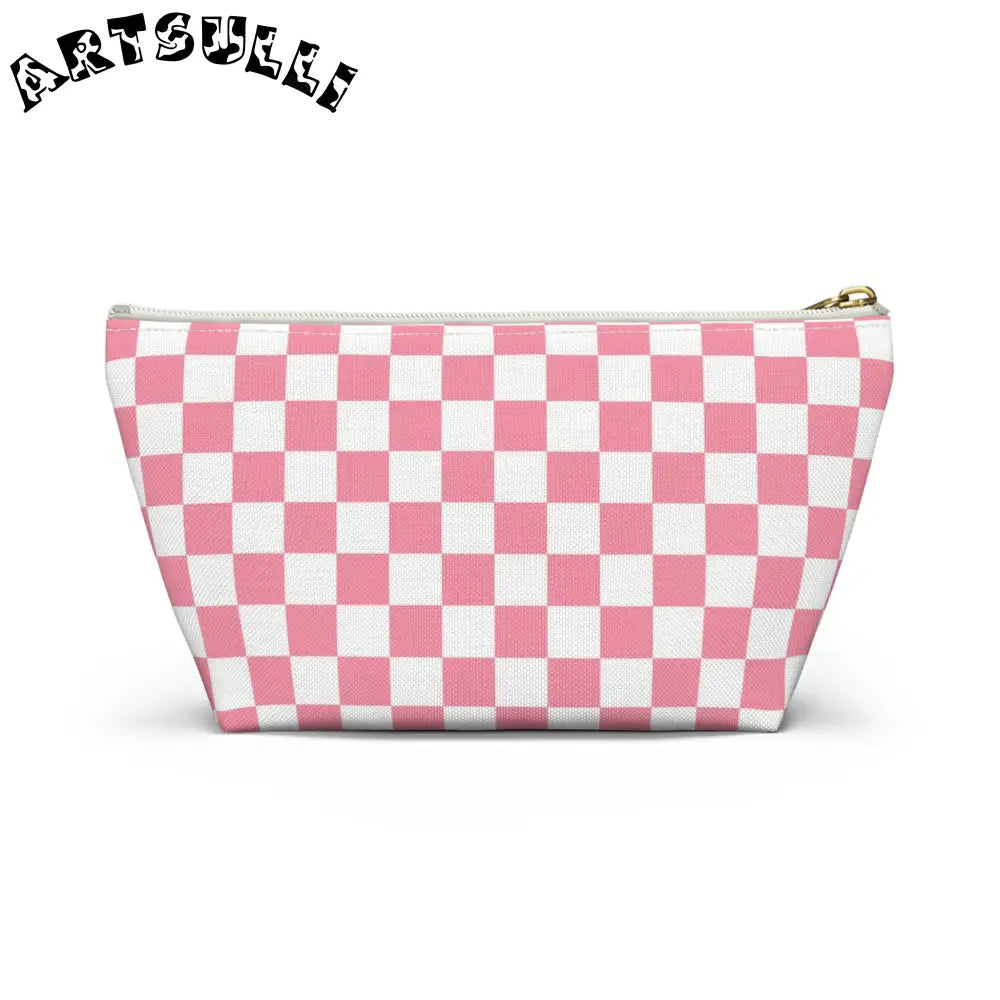 JAKKOUTTHEBXX Pink and White Checkered T-Bottom Pouch 2025