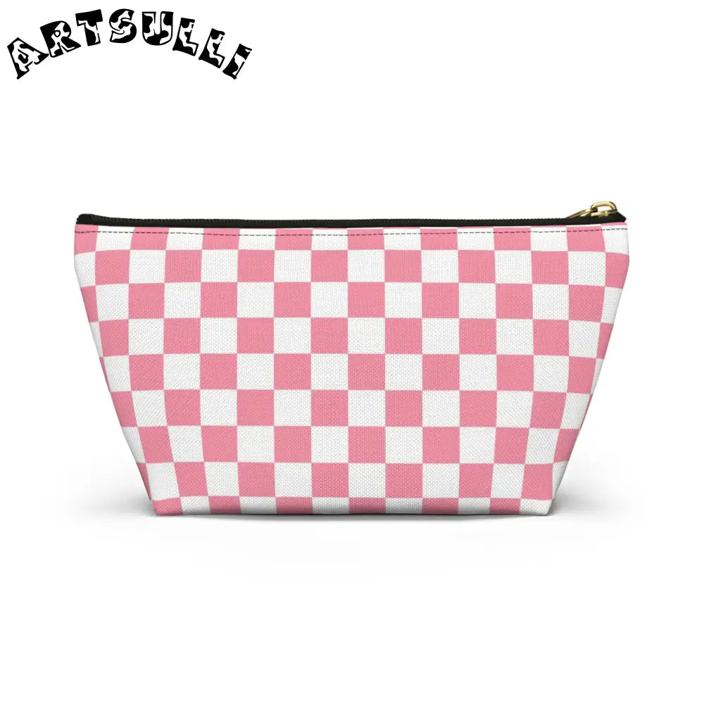 JAKKOUTTHEBXX Pink and White Checkered T-Bottom Pouch 2025