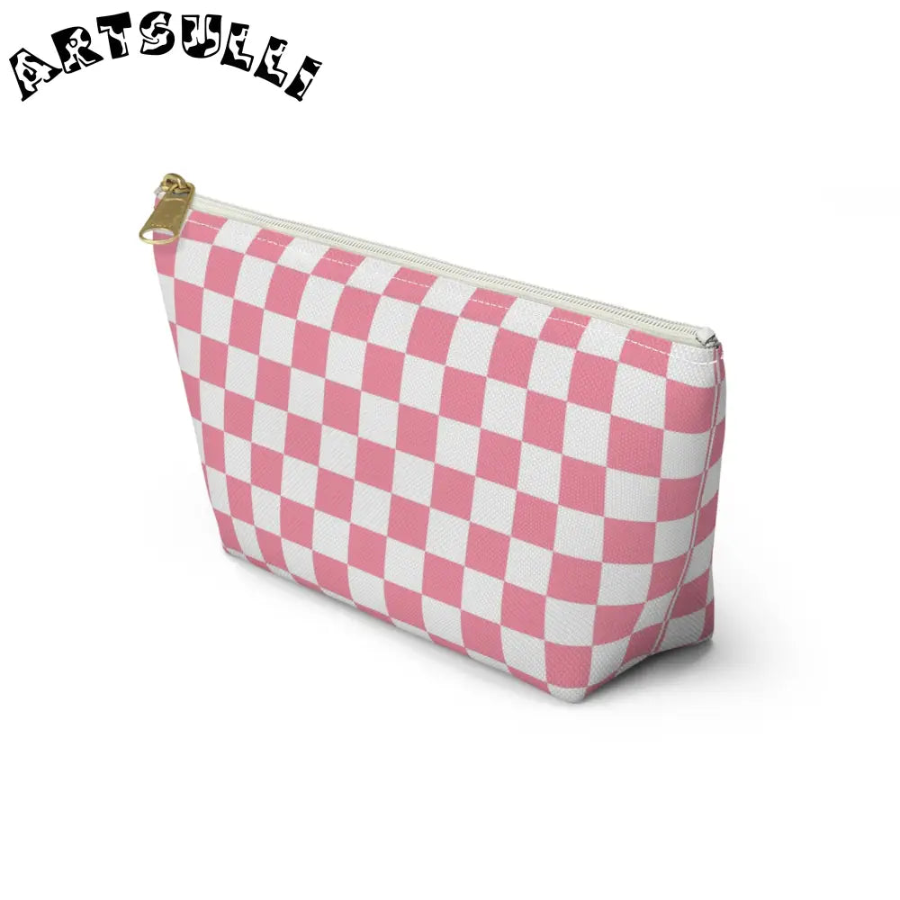JAKKOUTTHEBXX Pink and White Checkered T-Bottom Pouch 2025