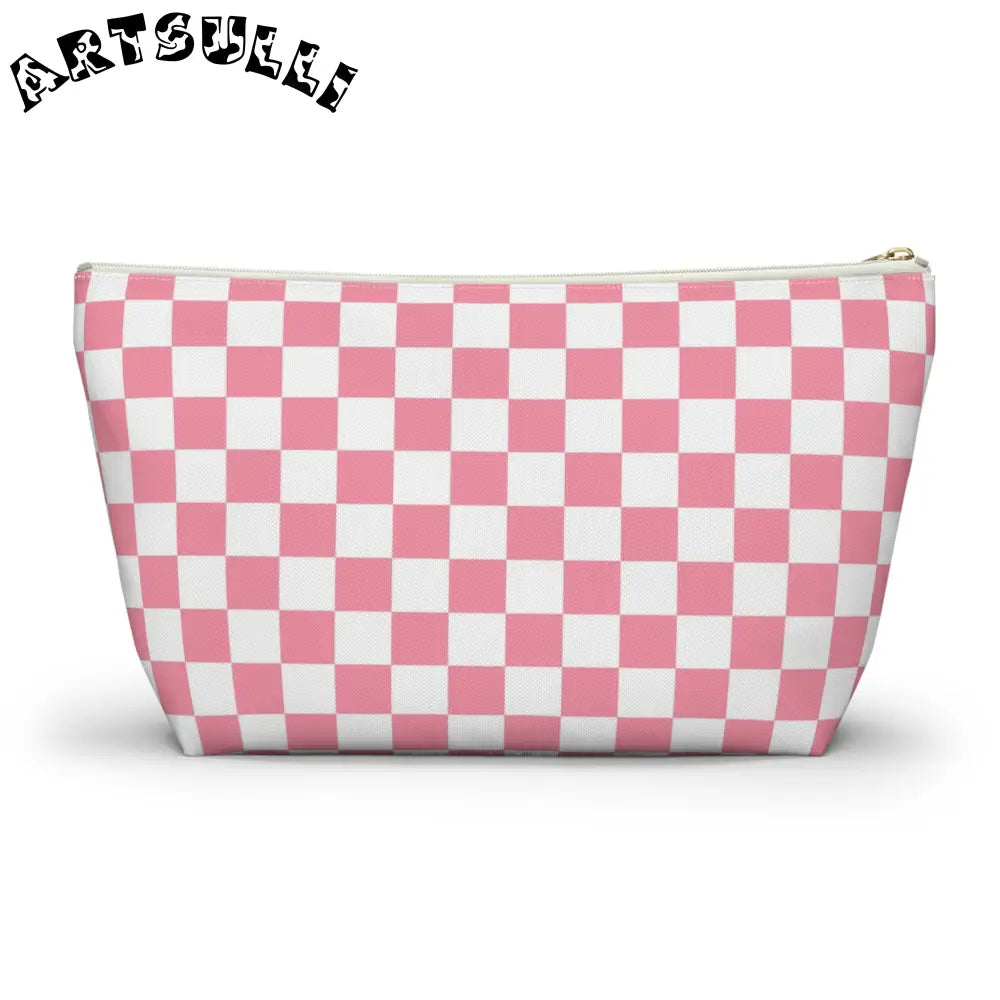 JAKKOUTTHEBXX Pink and White Checkered T-Bottom Pouch 2025