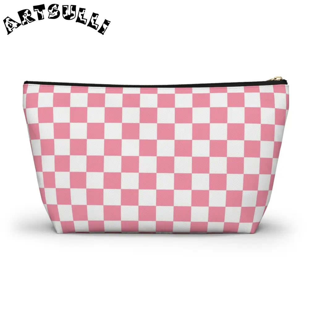 JAKKOUTTHEBXX Pink and White Checkered T-Bottom Pouch 2025