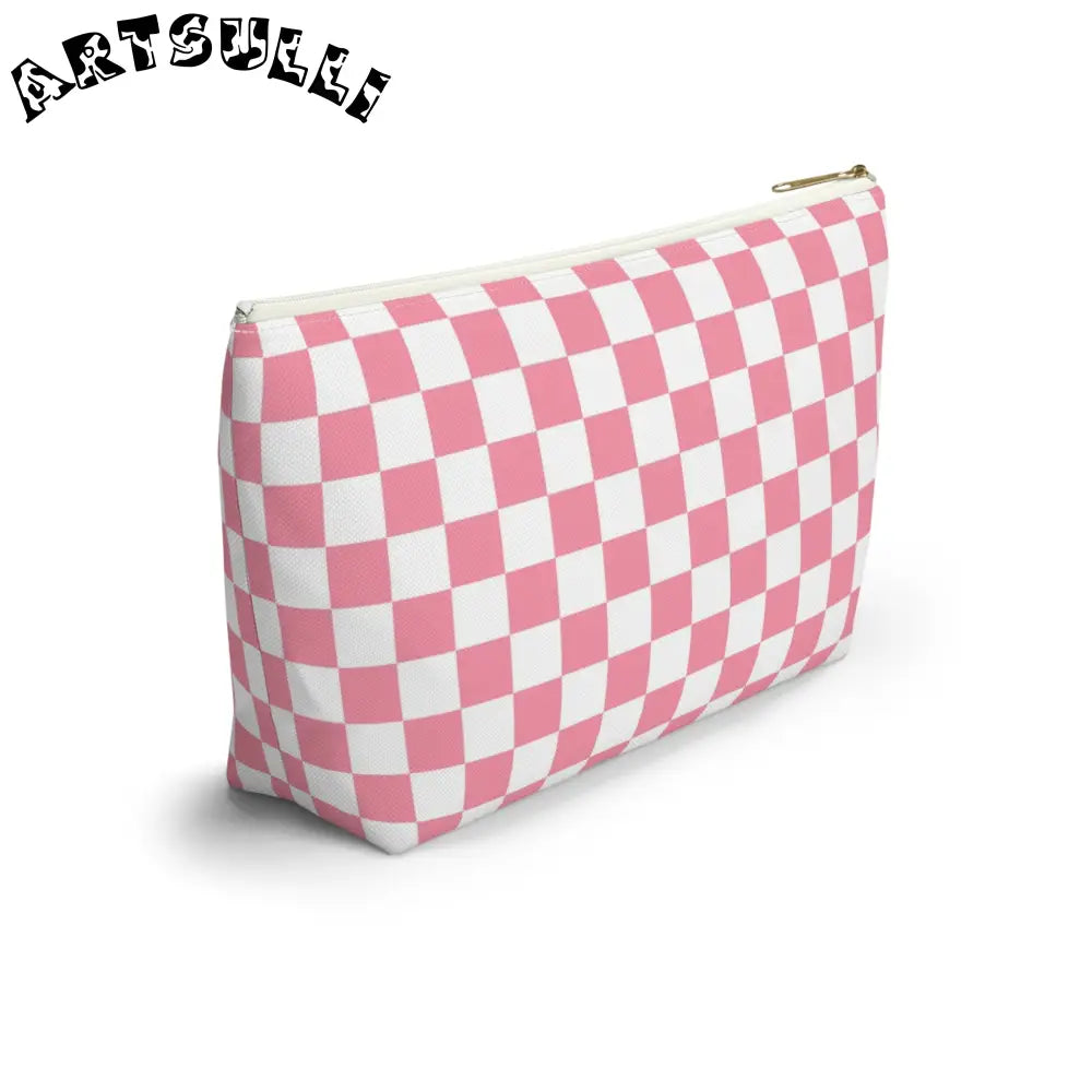JAKKOUTTHEBXX Pink and White Checkered T-Bottom Pouch 2025