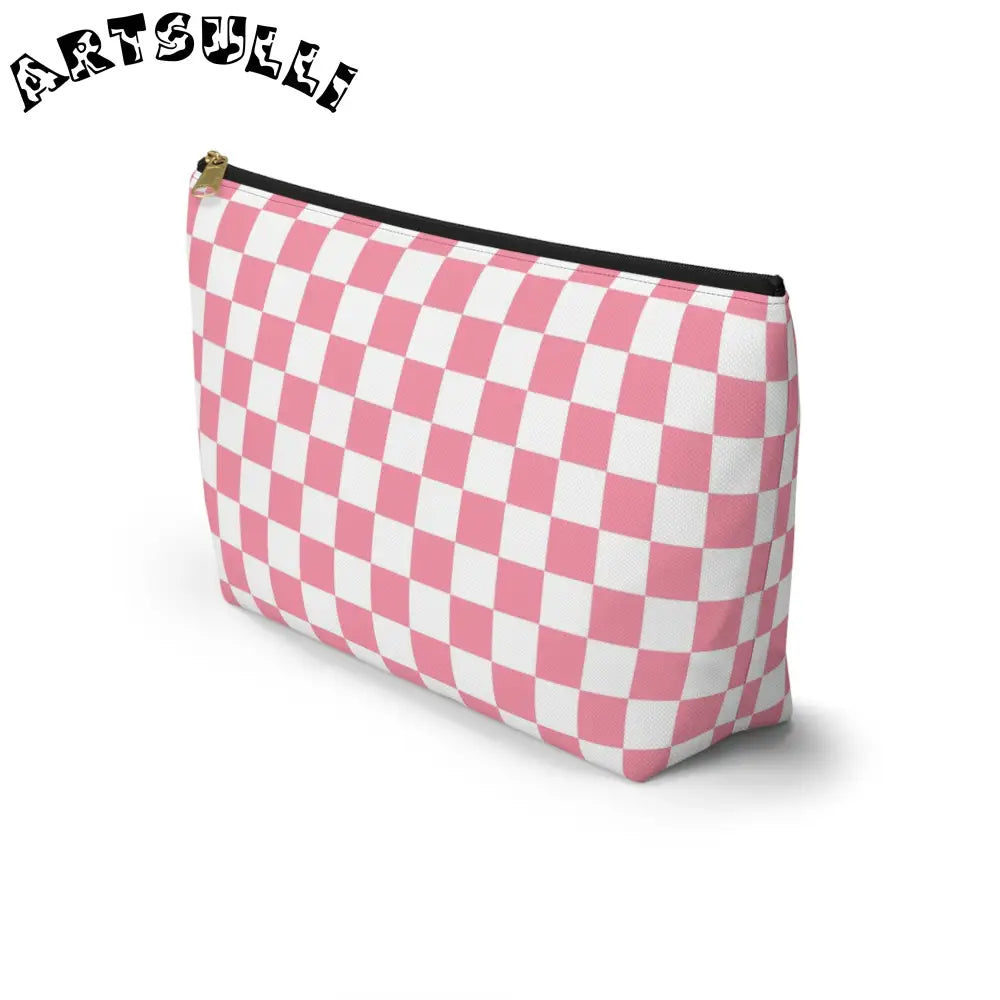 JAKKOUTTHEBXX Pink and White Checkered T-Bottom Pouch 2025