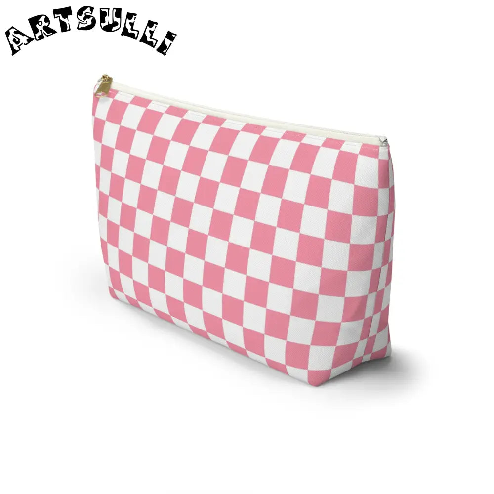 JAKKOUTTHEBXX Pink and White Checkered T-Bottom Pouch 2025