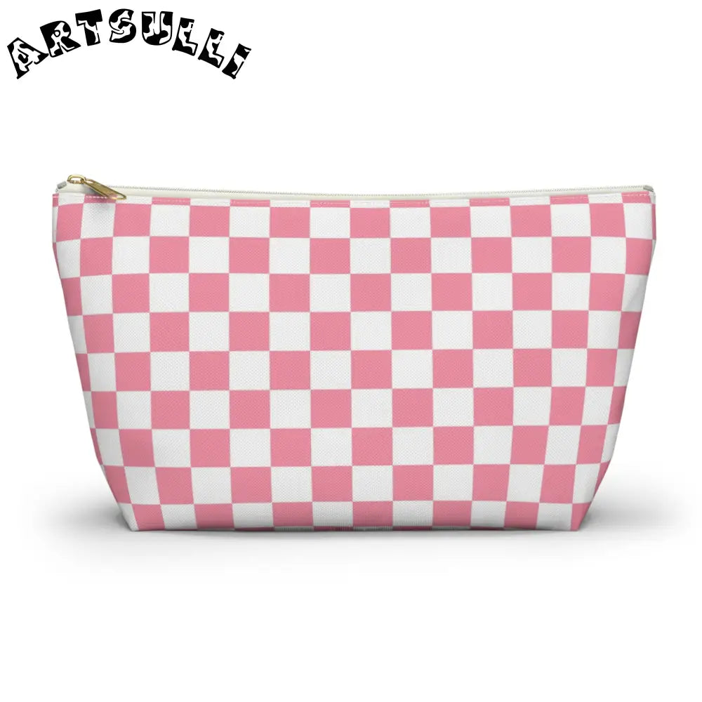 JAKKOUTTHEBXX Pink and White Checkered T-Bottom Pouch 2025