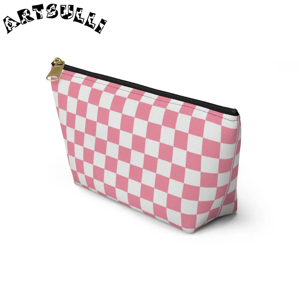 JAKKOUTTHEBXX Pink and White Checkered T-Bottom Pouch 2025