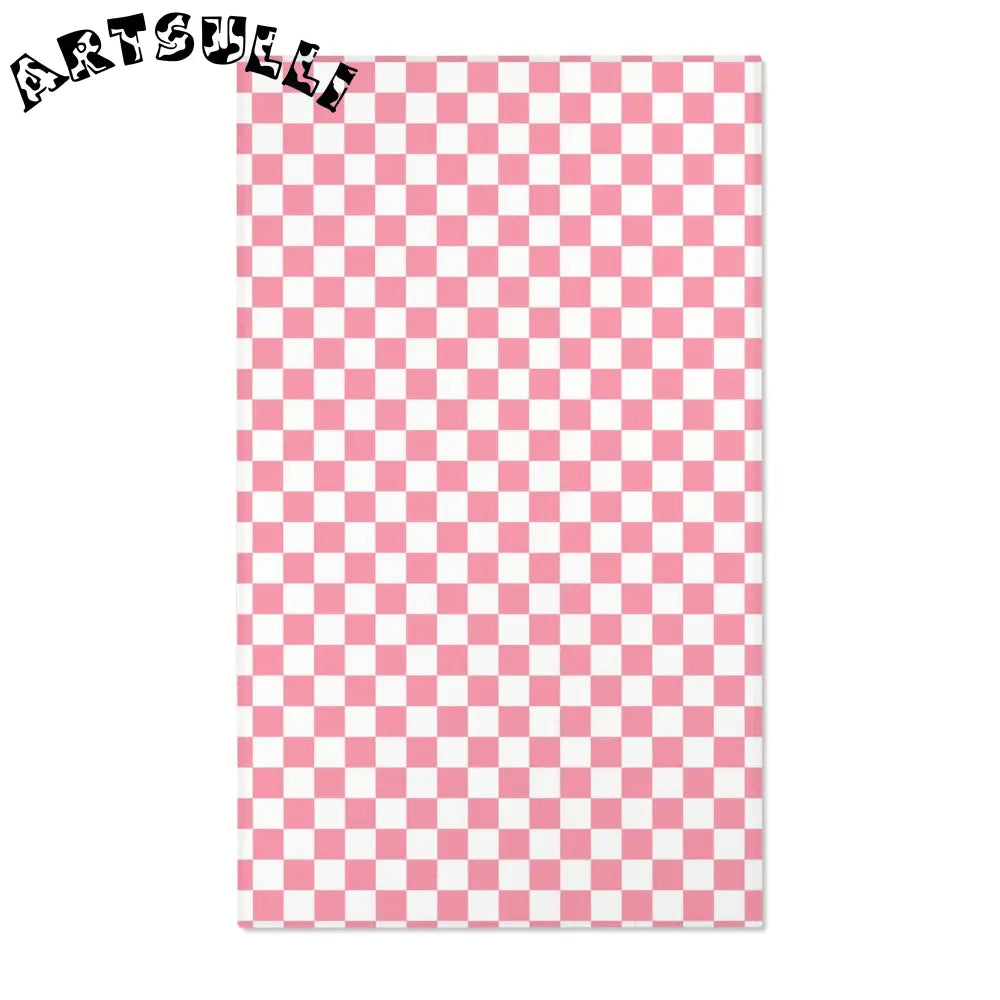 JAKKOUTTHEBXX Pink and White Checkered Area Rug 2025