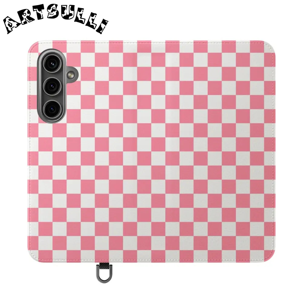 JAKKOUTTHEBXX Pink and White Checkered Flip Case 2025