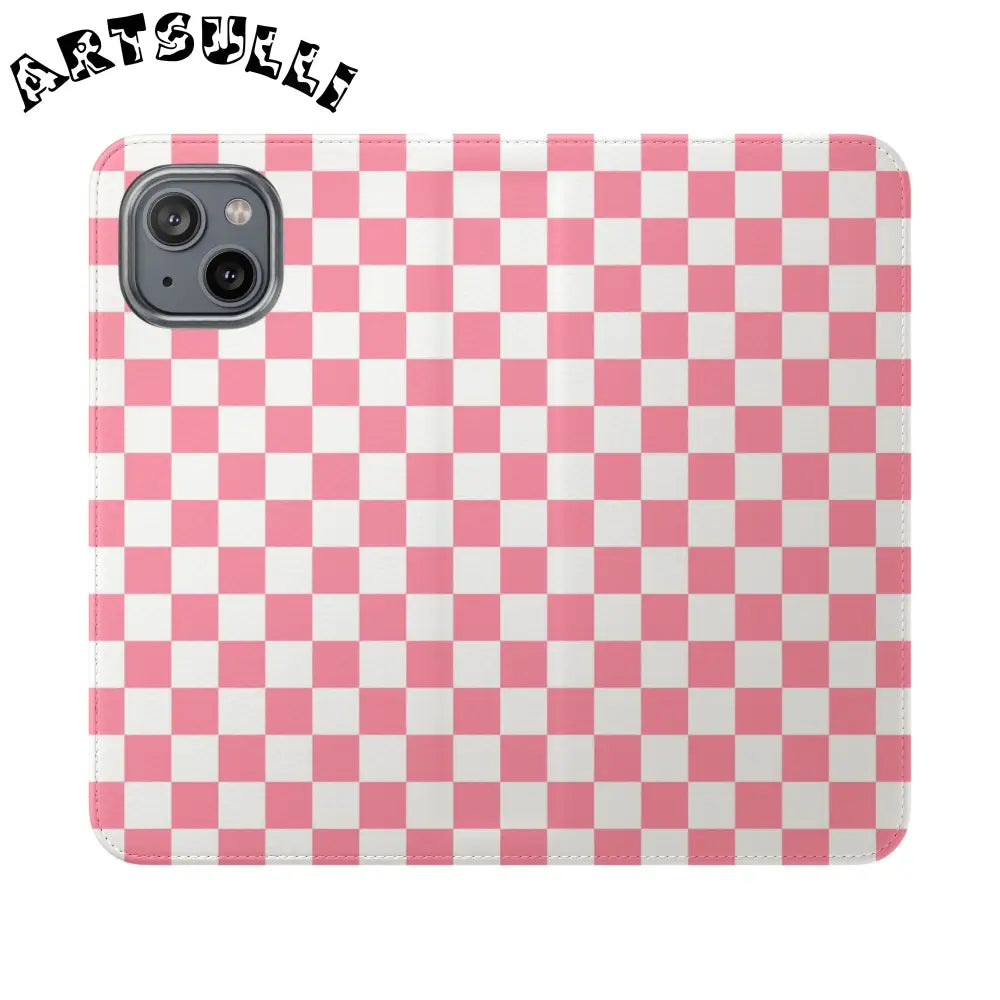 JAKKOUTTHEBXX Pink and White Checkered Flip Case 2025